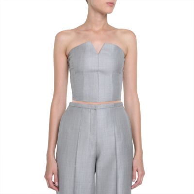 Yves Saint Laurent - US - Grey Wool and Silk Bustier - Tops