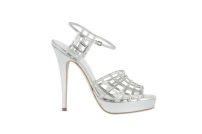 Yves Saint Laurent - US - Cage Platform Sandal in Silver Metallic Leather - Sandals