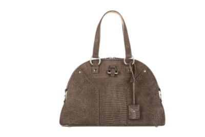 Large Muse Bag in Brown or Navy Printed Lizard Suede