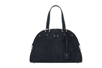 Large Muse Bag in Brown or Navy Printed Lizard Suede