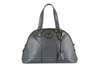 Large Muse Top Handle Bag in Blue Iridescent Patent