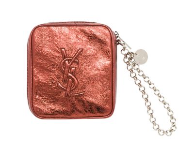 Belle De Jour Wristlet in Red Metallic Leather