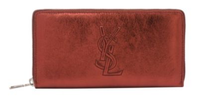 Belle De Jour Zip Wallet in Red Metallic Leather