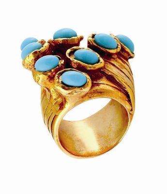 Iconic Arty Dots Ring in Dark Blue and Light Blue