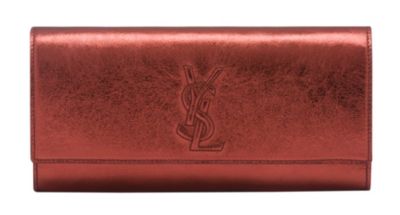 Belle De Jour Medium Clutch in Red Metallic Leather