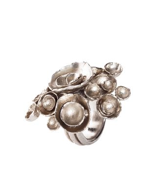 Arty Flower Ring in Silver or Gold Metal