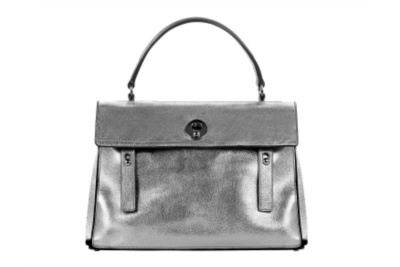 Medium Muse Two Top Handle Bag in Silver Leather