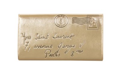 Y Mail Clutch in Black Patent Leatehr