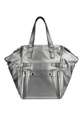 Small Downtown in Silver Metallic Leather