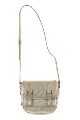 Small Besace Messenger in Grey or Gold Metallic Leather