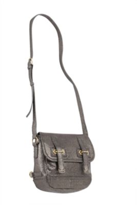 Small Besace Messenger in Grey or Gold Metallic Leather
