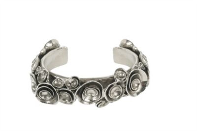 Small Flower Cuff in Silver Metal
