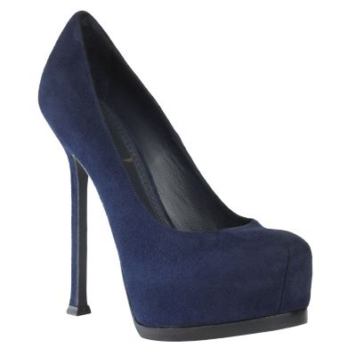 Exclusive YSL Platform High Heel Pump in Navy or Red Suede