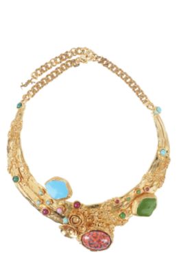 Multi Stone Necklace in Metal, Glass and Enamel