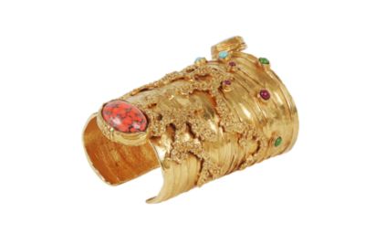 Multi Stone Cuff in Metal, Glass and Enamel