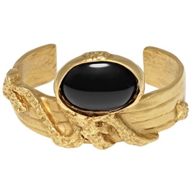 Small Arty Brass Cuff with Turquoise, Coral or Black Detail