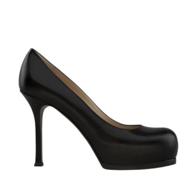 Platform Pump in Black Leather