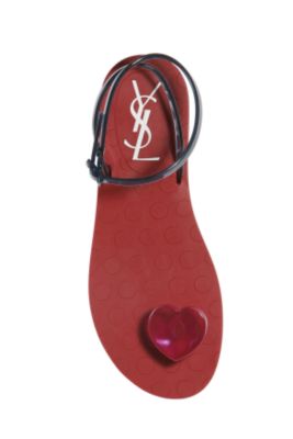 Yves Saint Laurent - US - Heart Ankle Strap Sandal in Black or Berry Rubber - Sandal : yves saint berry ankle sandals
