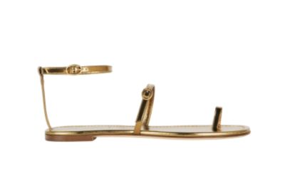 Ankle Strap Sandal in Silver or Gold Leather