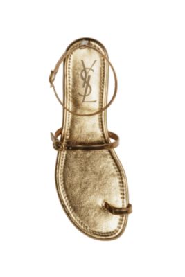 Ankle Strap Sandal in Silver or Gold Leather
