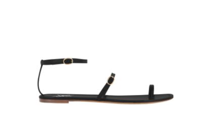 Ankle Strap Sandal in Black Patent