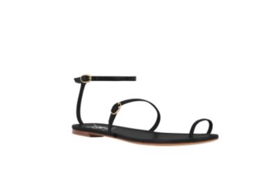 Ankle Strap Sandal in Black Patent