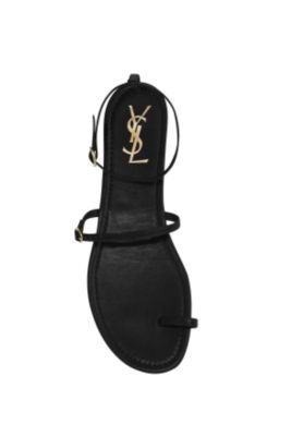 Ankle Strap Sandal in Black Patent