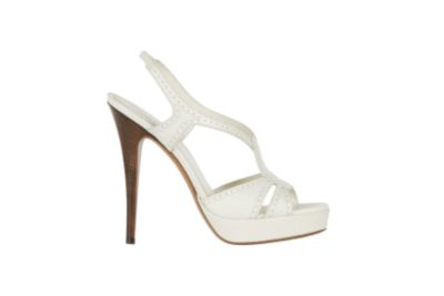Platform Sandal in White Leather