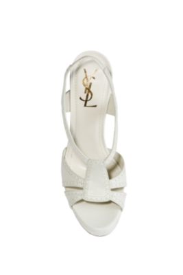 Platform Sandal in White Leather