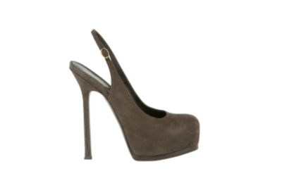 Platform Slingback in Brown Printed Lizard leather