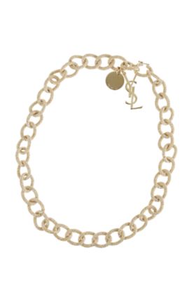 YSL Link Long Necklace in Golden Metal