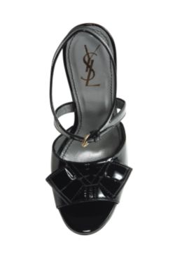 Platform Bow Sandal in Black Patent