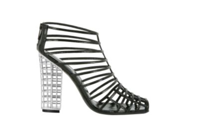 Cage Ankle Boot in Black Patent