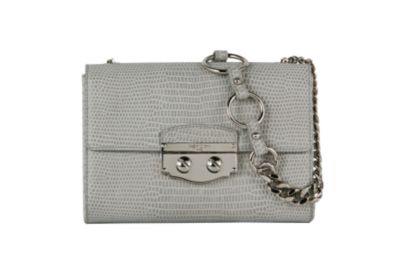 Chain Handbag in Grey Printed Lizard Leather