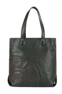 Large Logo Tote in Black Soft Leather