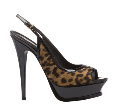 Platform Slingback in Natural Printed Leopard