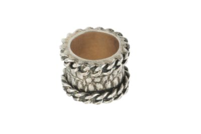 Ring with Chain Link Detail in Silver Tone Metal