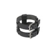 Double Bracelet with Metal Buckle Closure in Black Leather