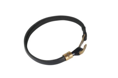 Bracelet with Embossed Military YSL Logo in Black Leather