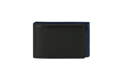 Trifold Wallet in Black and Navy Leather
