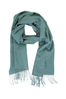 YSL Wool Logo Scarf in Magenta or Green