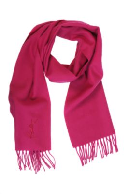 YSL Wool Logo Scarf in Magenta or Green