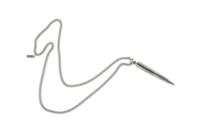 Necklace with Bullet Pendant in Gold Tone or Silver Tone Metal