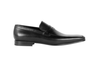 Loafer with Top Strap Detail in Black Leather