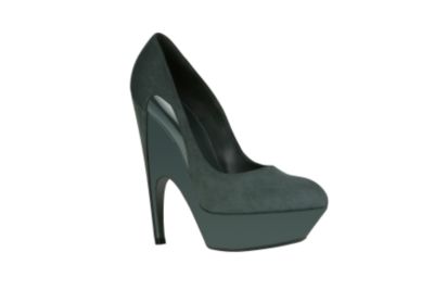 Sculpted Platform Pump in Grey Suede and Patent