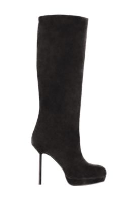 Soft Leather Platform Boot in Black