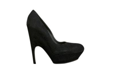 Sculpted Platform Pump in Black Suede