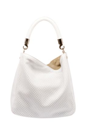 Medium Roady Hobo in White Perforated Leather