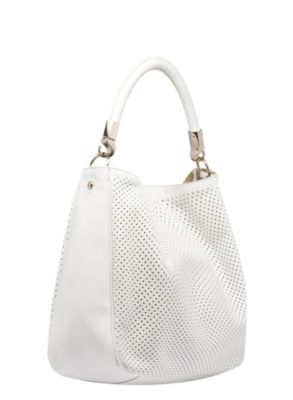 Medium Roady Hobo in White Perforated Leather