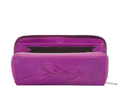 Charms Zip Wallet in Orchid Leather